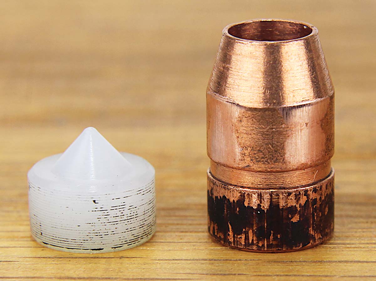 The pusher disc allowed expanding gases to push the tubular bullet down the bore, then fell away after exiting the muzzle.